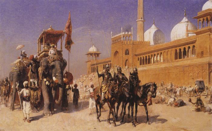 Edwin Lord Weeks Great Mogul and his Court Returning from the Great Mosque at Delhi, India Germany oil painting art